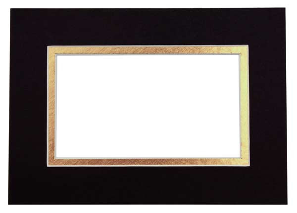 Mount Board Double thick Black/Gold 12.7x17.8cm with 6.7x11.8cm Window (10 pieces) [MD20178]