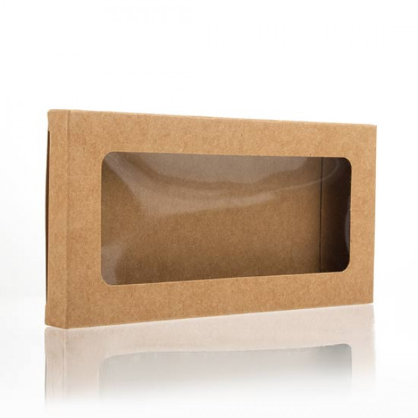 Kraft Paper Window Box with Attached PET Sheet 7 x 2.1 x 13.8cm (25 Pieces) [WKRG315]