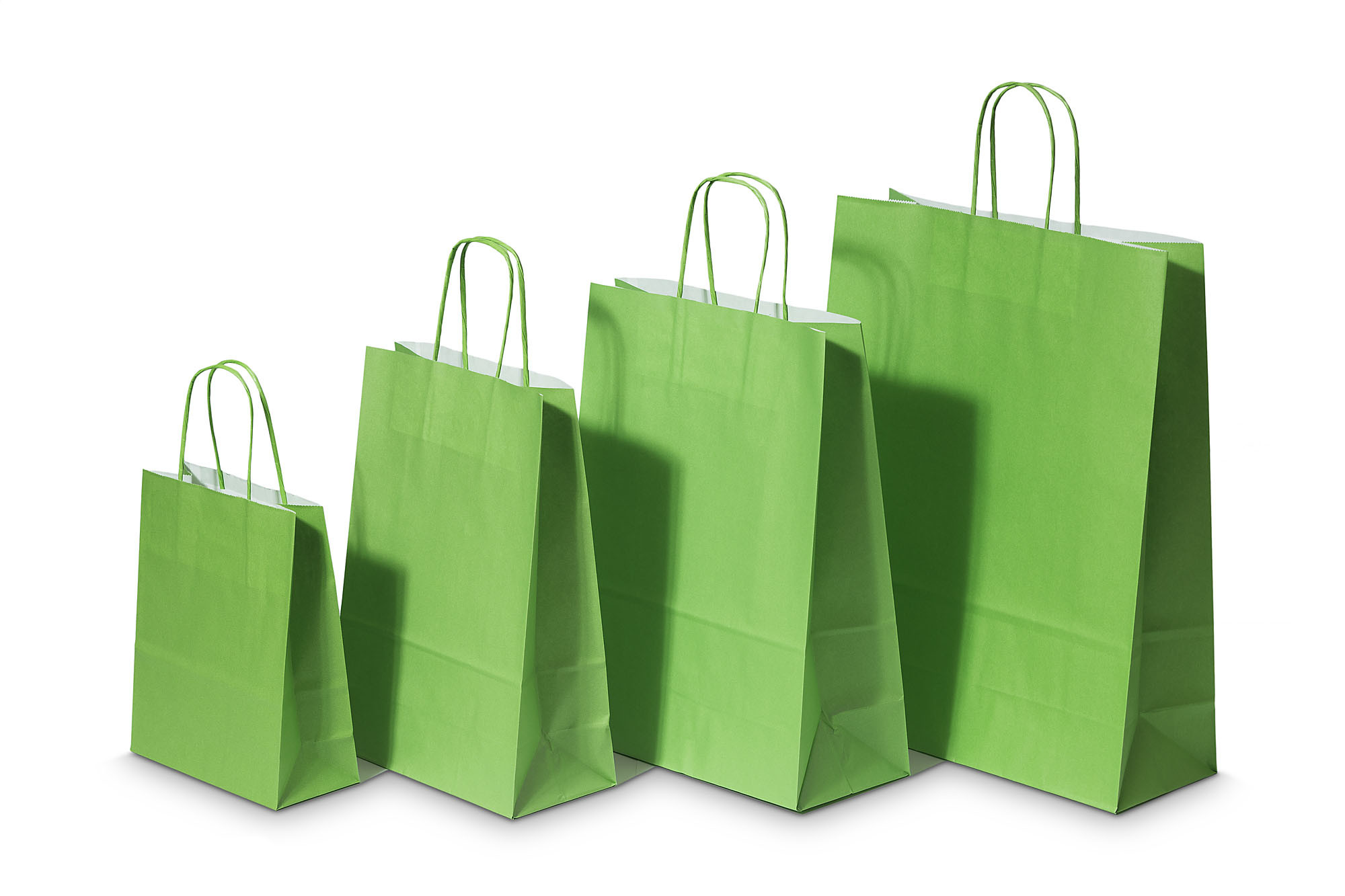 Paper Carrier Bags Green 18+8x22cm Kraft 90 grams (50 pieces) [PAM1822GR]