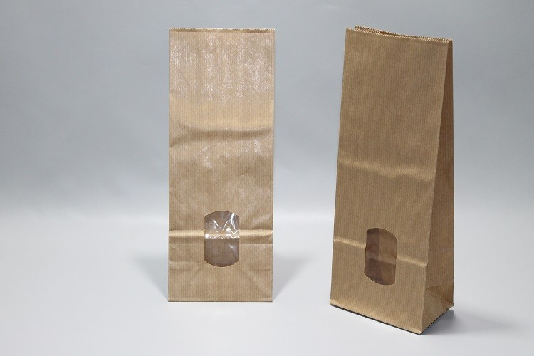 Block Bottom Bags Kraft Brown 10.5x6.5x27.5cm 70 g/m² lined with 30my OPP Foil and clear Window | 500 grams (100 pieces) [PAB1015]