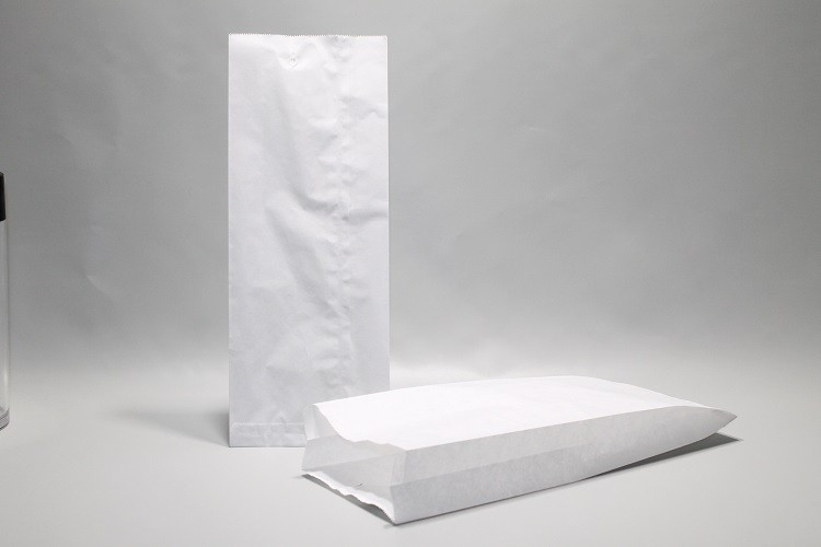 Paper Bags White 14x6x28cm with side gusset | Content 1.5kg Cellulose 35grs (100 pieces) [PAV1418]