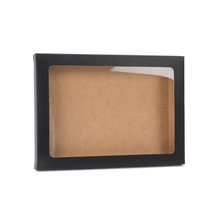 Kraft Gift Boxes Matt Black 13.7x1.5x18.7cm with Window (25 pieces) [WMBG1]