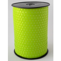 Curling Ribbon with Dots Lime Green 10 mm x 225 mtr (1 roll) [HV-PLS10LG]