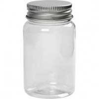 Plastic Jar with Screw-on Lid, H: 77 mm, D: 45 mm, 10 pcs [HOB-13181]