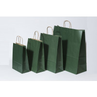 Paper Carrier Bags dark Green 32+12x41cm Kraft 100 grams (50 pieces) [PAM3241DKGR]
