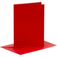 Cards and Envelopes, card size 10.5x15 cm, envelope size 11.5x16.5 cm, 6 sets, red [HOB-23019]