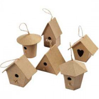 Mini Bird Houses, H: 7 cm, 6 pcs [HOB-26531]