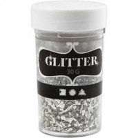 Glitter, size 1-3 mm, 30 g, silver [HOB-28431]