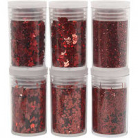 Glitter and Sequin Assortment, 6x5 g, red [HOB-28463]