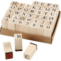 Wooden Stamps Set, H: 8 mm, size 13x13 mm, 42 mixed [HOB-28584]