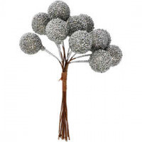 Artificial berries, D: 15 mm, 12 pcs, silver [HOB-504411]