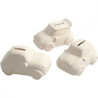 Car Money Box, H: 5.5 cm, L: 12.5 cm, 12 pcs, white [HOB-50541]