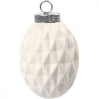 Terracotta Ornament, D: 5 cm, H: 7 cm, 6 pcs, white [HOB-50565]