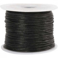 Leather Cord, thickness 1 mm, 50 m, black [HOB-51526]