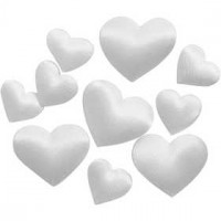 Satin Hearts, size 10+20 mm, thickness 1-2 mm, 70 pcs, white [HOB-521091]
