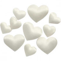 Satin Hearts, size 10+20 mm, thickness 1-2 mm, 70 pcs, off-white [HOB-521101]