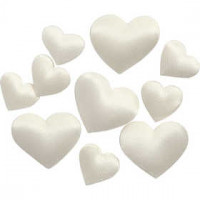 Satin Hearts, size 10+20 mm, thickness 1-2 mm, 700 pcs, off-white [HOB-52110]