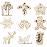 Wooden decorations, size 28 mm, 45 pcs [HOB-52378]