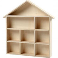 House-Shaped Shelving System, size 26x25.2 cm, H: 3.5 cm, 1 pc, paulownia [HOB-56409]