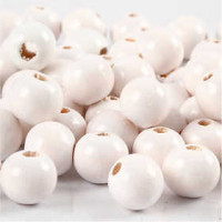 Wooden Beads, D: 12 mm, hole size 3 mm, 22 g, white [HOB-570412]