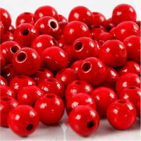 Wooden Beads, D: 8 mm, hole size 2 mm, 15 g, red [HOB-570494]