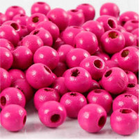 Wooden Beads, D: 8 mm, hole size 2 mm, 15 g, pink [HOB-570496]