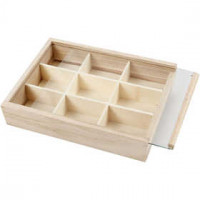Display box with Glass Sliding Lid, size 17x13 cm, depth 3.5 cm, 1 pc, paulownia [HOB-57454]