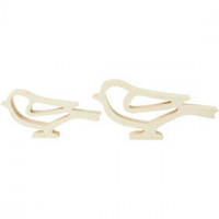 Wooden Birds, H: 8+10 cm, L: 16.5+20.5 cm, 2 pcs, plywood [HOB-57896]