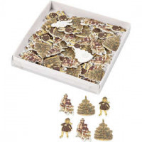 Wooden Stickers, H: 35 mm, 60 pcs [HOB-58038]