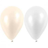 Balloons, D: 23 cm, 10 pcs, white, mother-of-pearl [HOB-59148]