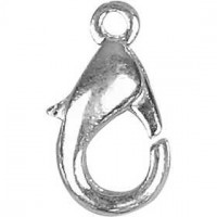 Lobster Claw Clasps, L: 12 mm, 100 pcs, silver-plated [HOB-600161]