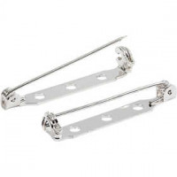 Brooch Backs, L: 30 mm, 100 pcs, silver-plated [HOB-600741]