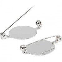 Brooch Backs, D: 20 mm, 100 pcs, silver-plated [HOB-600771]