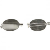 Brooch Backs, size 20x15 mm, 5 pcs, silver-plated [HOB-600780]