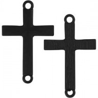Cross, size 20x30 mm, hole size 2 mm, 4 pcs, black [HOB-60137]
