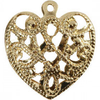 Heart, size 13x14 mm, hole size 1 mm, 4 pcs, gold-plated [HOB-60566]
