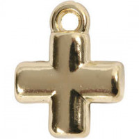 Cross, size 10x10 mm, hole size 1.5 mm, 4 pcs, gold-plated [HOB-60567]