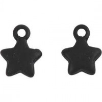 Star, D: 8 mm, hole size 1 mm, 4 pcs, black [HOB-60590]
