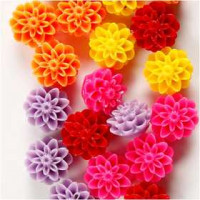 Flower Beads, size 15x8 mm, hole size 1.5 mm, 20 pcs, red/pink harmony [HOB-68135]