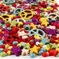 Howlite Beads, size 4-25 mm, hole size 1.5 mm, 840 pcs, bold colours [HOB-69881]