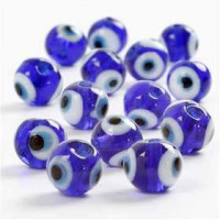Eye Beads, D: 10 mm, hole size 1.2 mm, 37 cm, blue [HOB-69909]