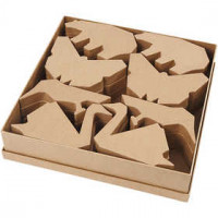Paper Mache Animal, H: 10.5-12.5 cm, thickness 25 mm, 24 pcs [HOB-99357]