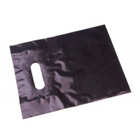 Plastic Carrier Bags Black 20.3x25.4cm extra strong Patch Handles - PE 45 micron (50 pieces) [H810BK4]