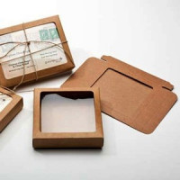 Kraft Gift Boxes 11.4x2.2x14.9cm with loose plastic Window (25 pieces) [WKRS247]