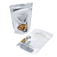 Stand Up Pouches Silver with oval Window 13x7x20.5cm | 113 grams (100 pieces) [ZBGMO3S]
