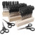 Kids scissors with holders, L: 14 cm, 1 set, black, paulownia [HOB-11199]