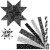 Paper Star Strips, W: 15+25 mm, D: 6.5+11.5 cm, 48 strips, silver, black [HOB-24350]