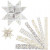 Paper Star Strips, W: 15+25 mm, D: 6.5+11.5 cm, 48 strips, white, gold [HOB-24357]