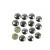 Mini Glass beads assortment, size 0.6-0.8+1.5-2+3 mm, 3 tubs, gold [HOB-28387]