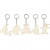 Key Hangers with wood pendants, size 5.5x5.5 cm, thickness 2 mm, 5 pcs, plywood [HOB-568381]